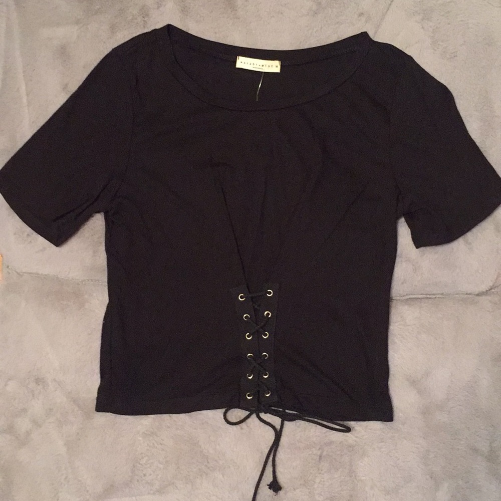 Black Lace Up Crop Top